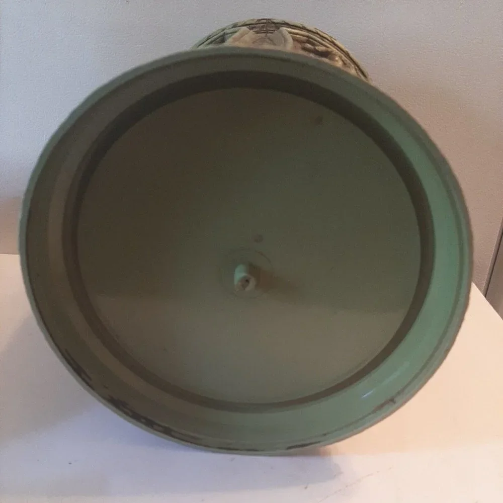 Vintage Ice Bucket Grapes Faux Wood Grain Green with Handle Molded Plastic